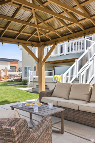 283 North 500 West Mapleton, UT 84664 - Photo 85 of 102 View of patio featuring stairway and outdoor furniture.