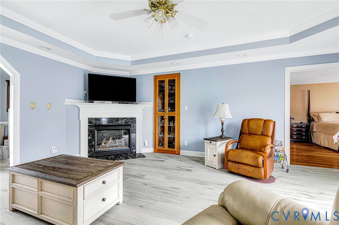 5629 West Quaker Road Disputanta, VA 23842 - Photo 3 of 43 Living area featuring a tray ceiling, light, wood-