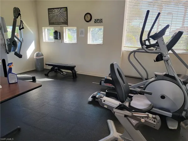 a room with gym equipment