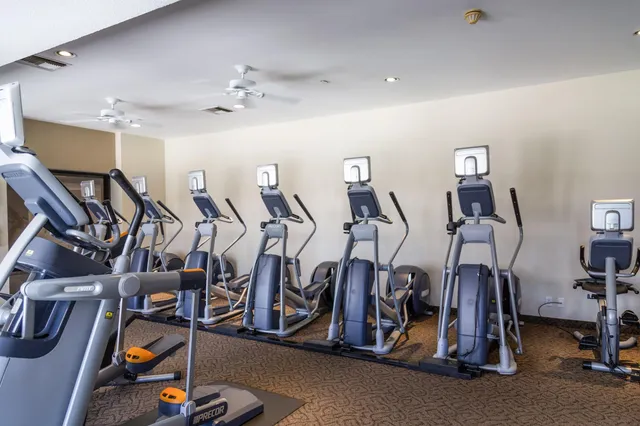 a view of a room with gym equipment