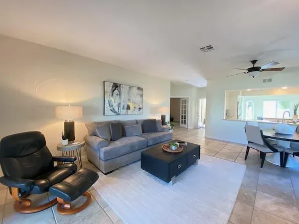 a living room with furniture