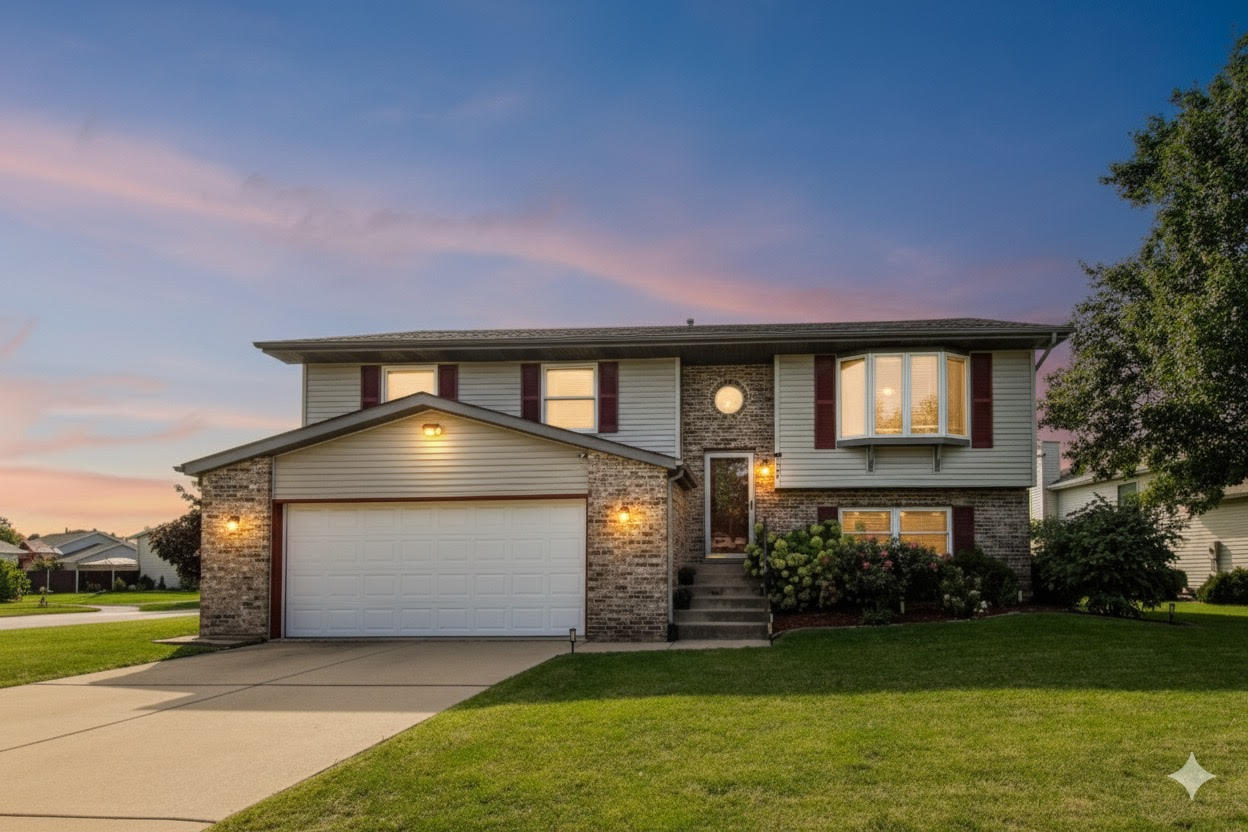 1235 West 99th Avenue Crown Point, IN 46307 - Photo 2 of 54 a front view of a house with a yard and garage