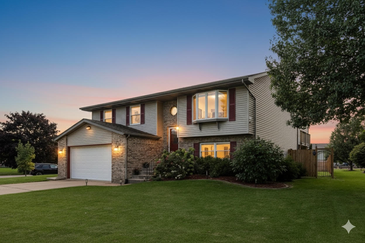 1235 West 99th Avenue Crown Point, IN 46307 - Photo 52 of 54 a front view of a house with a yard and garage