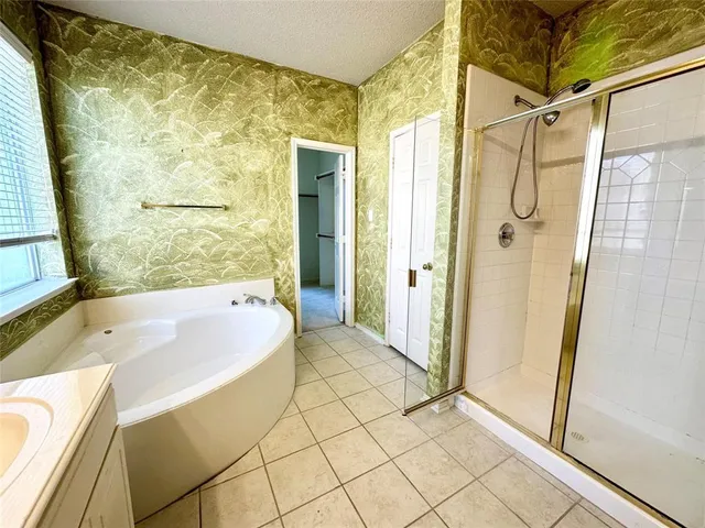 a bathroom with a sink mirror and a bathtub
