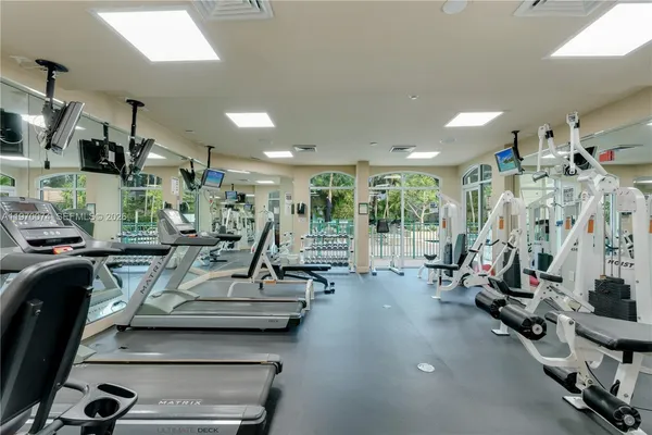 a view of a room with gym equipment