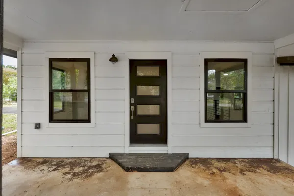 a front view of a house with a window