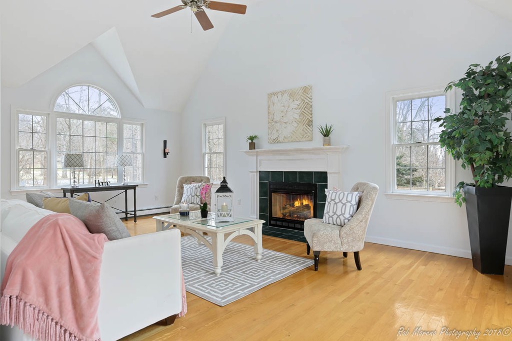 295 South Main Street Andover, MA 01810 - Photo 4 of 30 a living room with furniture a fireplace and a potted plant