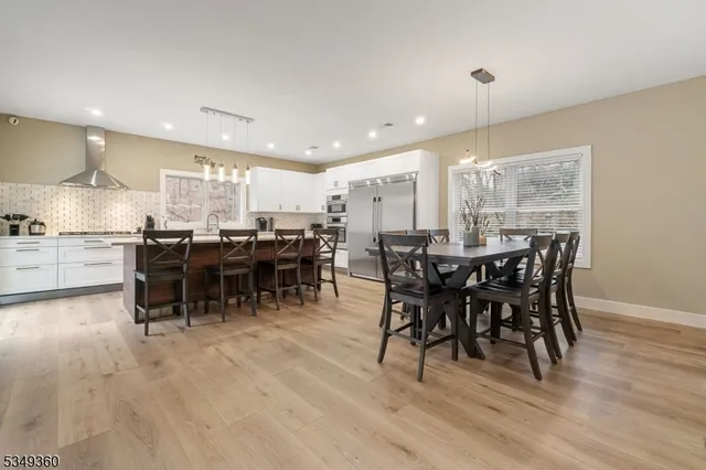 a view of a dining area with furniture