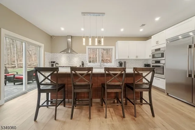 a view of a dining area with furniture