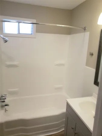 a bathroom with a bathtub
