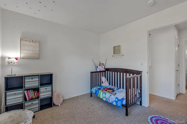 a bedroom with furniture and a book shelf