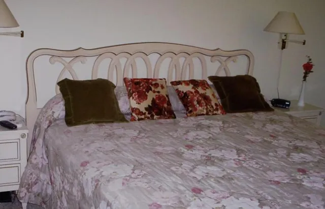 a room with a bed and a table