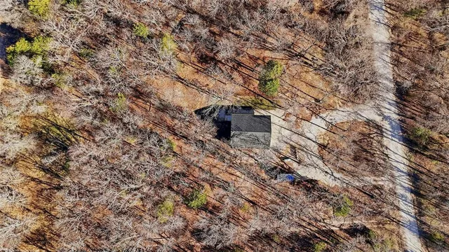 a view of a city with lush green forest