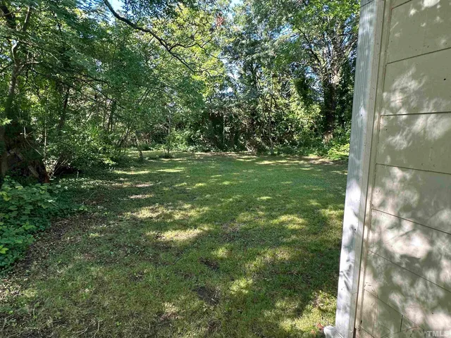 a big yard with lots of green space and plants