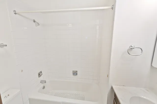 a bathroom with a bathtub