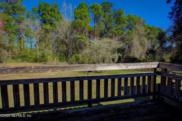 a view of a wooden deck