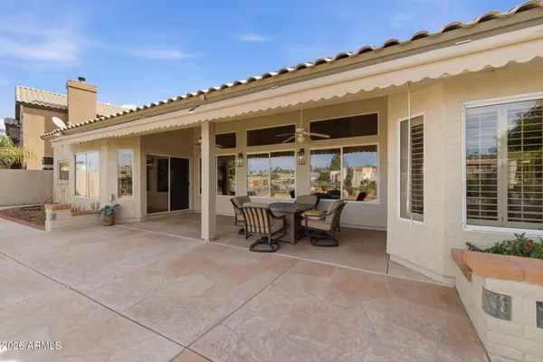 a view of a house with patio
