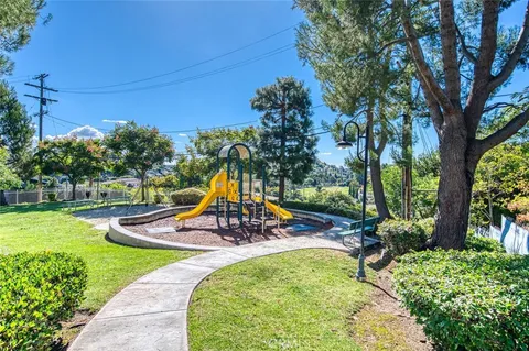 a view of a park with slide