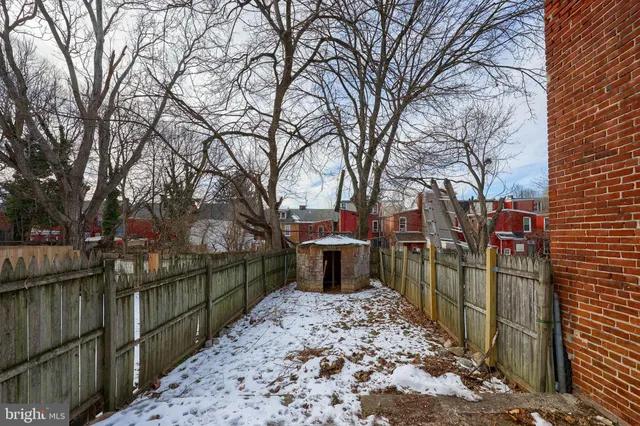 a backyard of a house with lots of trees