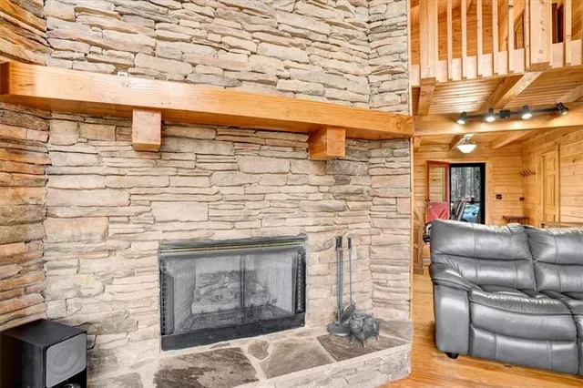 a building with couches in front of it