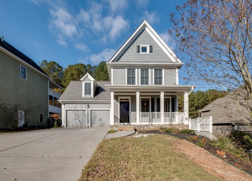 front view of a house with a yard