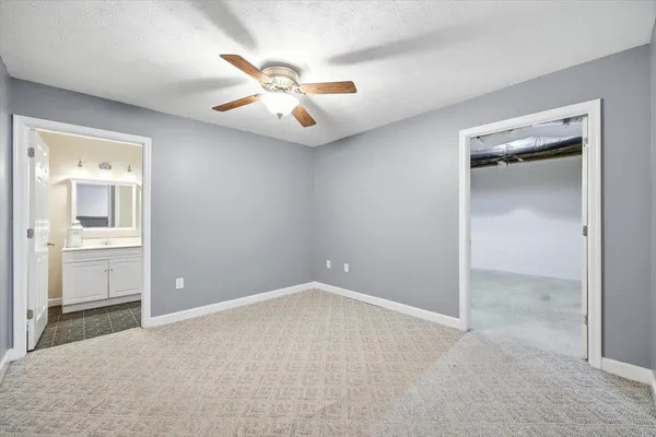 a view of a house with a yard and potted plants