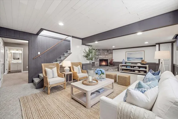 a view of a room with a garage