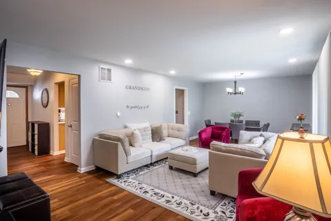 a living room with furniture and a couch