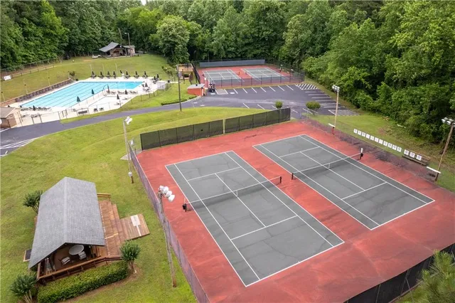 an aerial view of a house