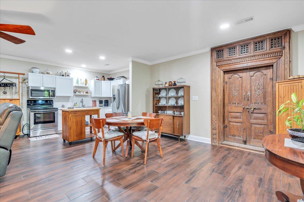 640 Flanders Road Callaway, VA 24067 - Photo 56 of 73 a living room with stainless steel appliances wooden floors and kitchen view