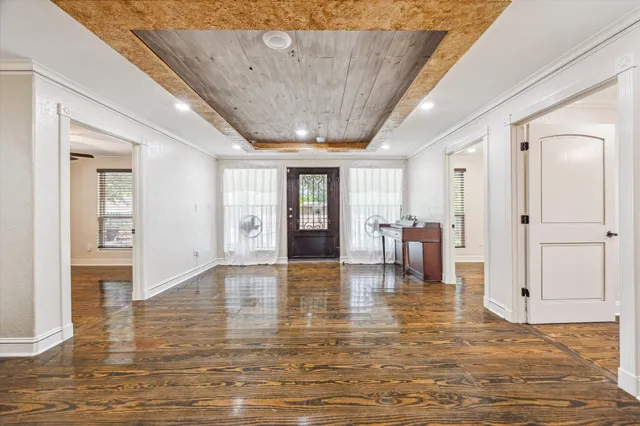 a living room with fireplace