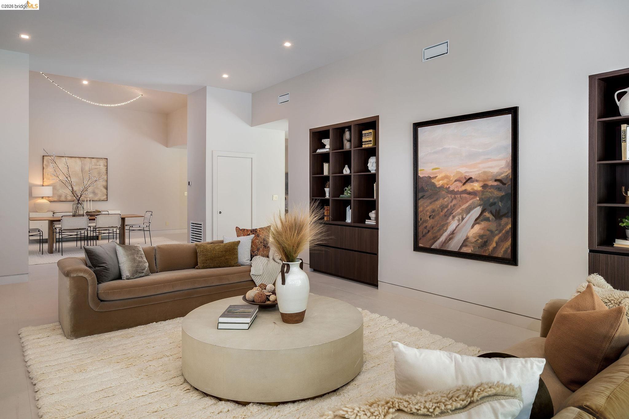 5645 Bacon Road Oakland, CA 94619 - Photo 25 of 60 Living area with built in shelves and recessed lighting