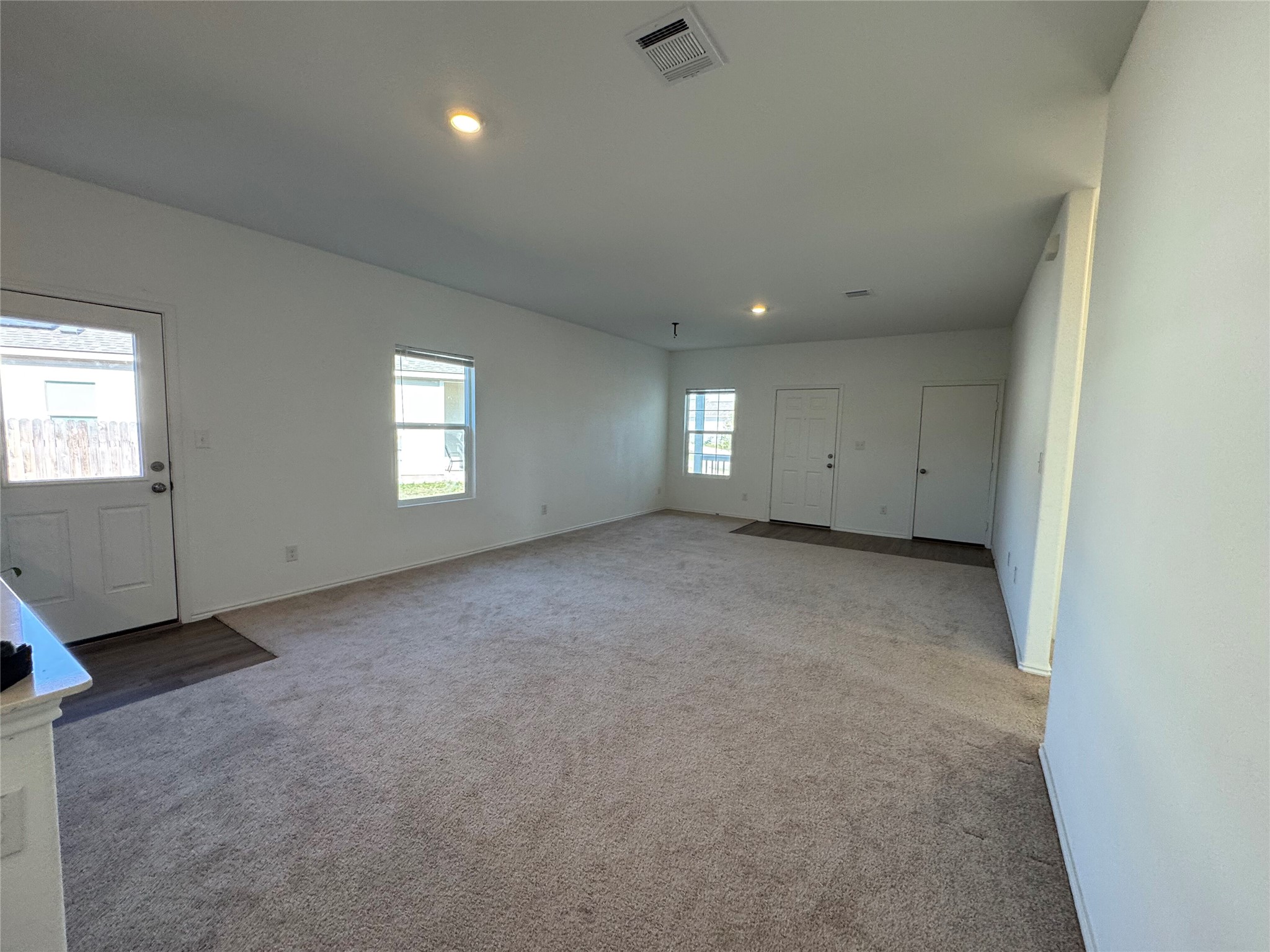 203 Tufted Duck Path Kyle, TX 78640 - Photo 15 of 19 Unfurnished living room with carpet flooring and recessed lighting