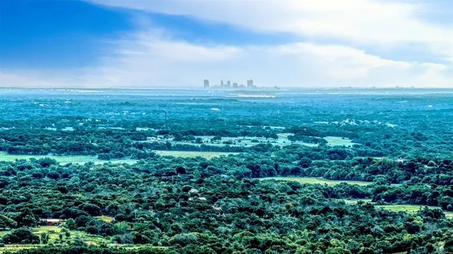 a view of a big yard with lots of green space and deers