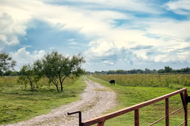 a view of a lake with houses in the back