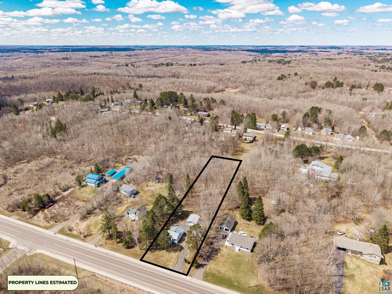 3645 Haines Road Hermantown, MN 55811 - Photo 3 of 35 Aerial perspective showcasing a parcel of land marked with estimated property lines