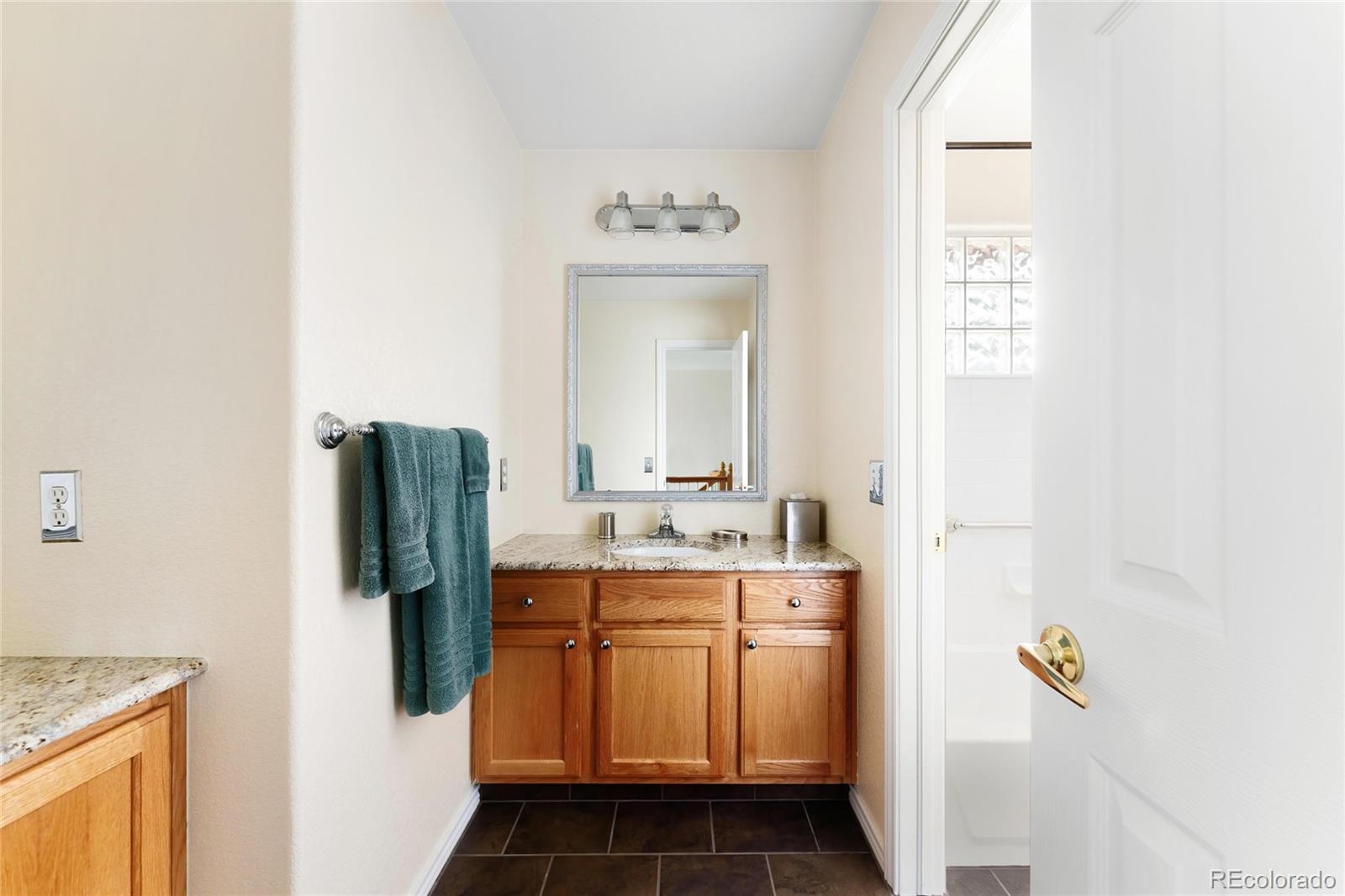 10523 West Peakview Place Littleton, CO 80127 - Photo 31 of 40 a bathroom with a sink a mirror and a toilet