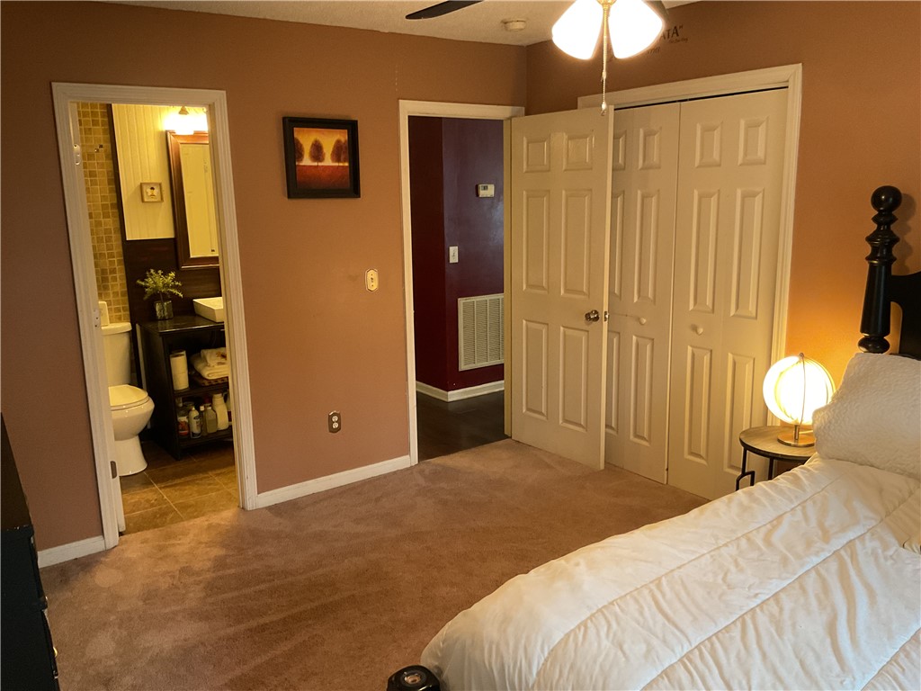 229 Cub Cove Drive Walhalla, SC 29691 - Photo 39 of 50 This cozy bedroom features a spacious closet, direct bathroom access, and soft, inviting carpeted floors.