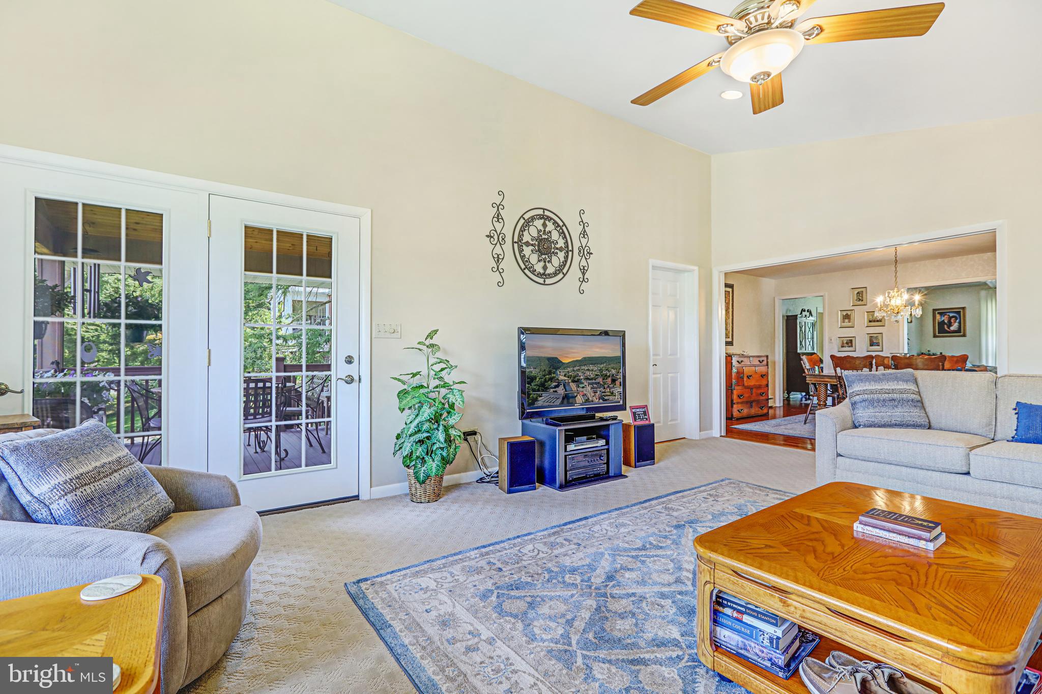 824 Windsor Road Cumberland, MD 21502 - Photo 6 of 28 French doors to deck w/ wood ceiling and tv hookup