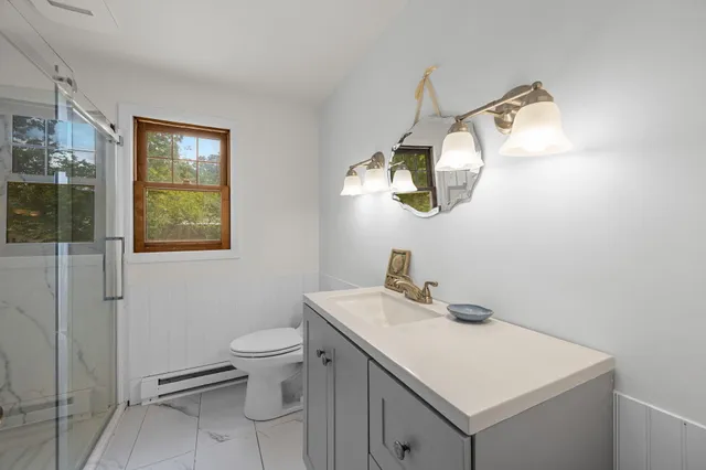 a view of deck with a trees