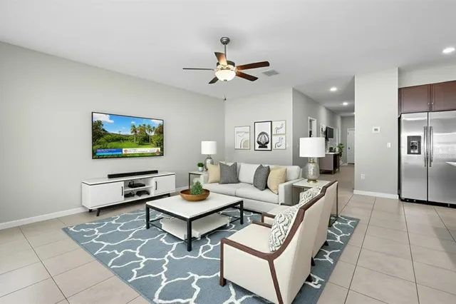 a view of swimming pool with seating space