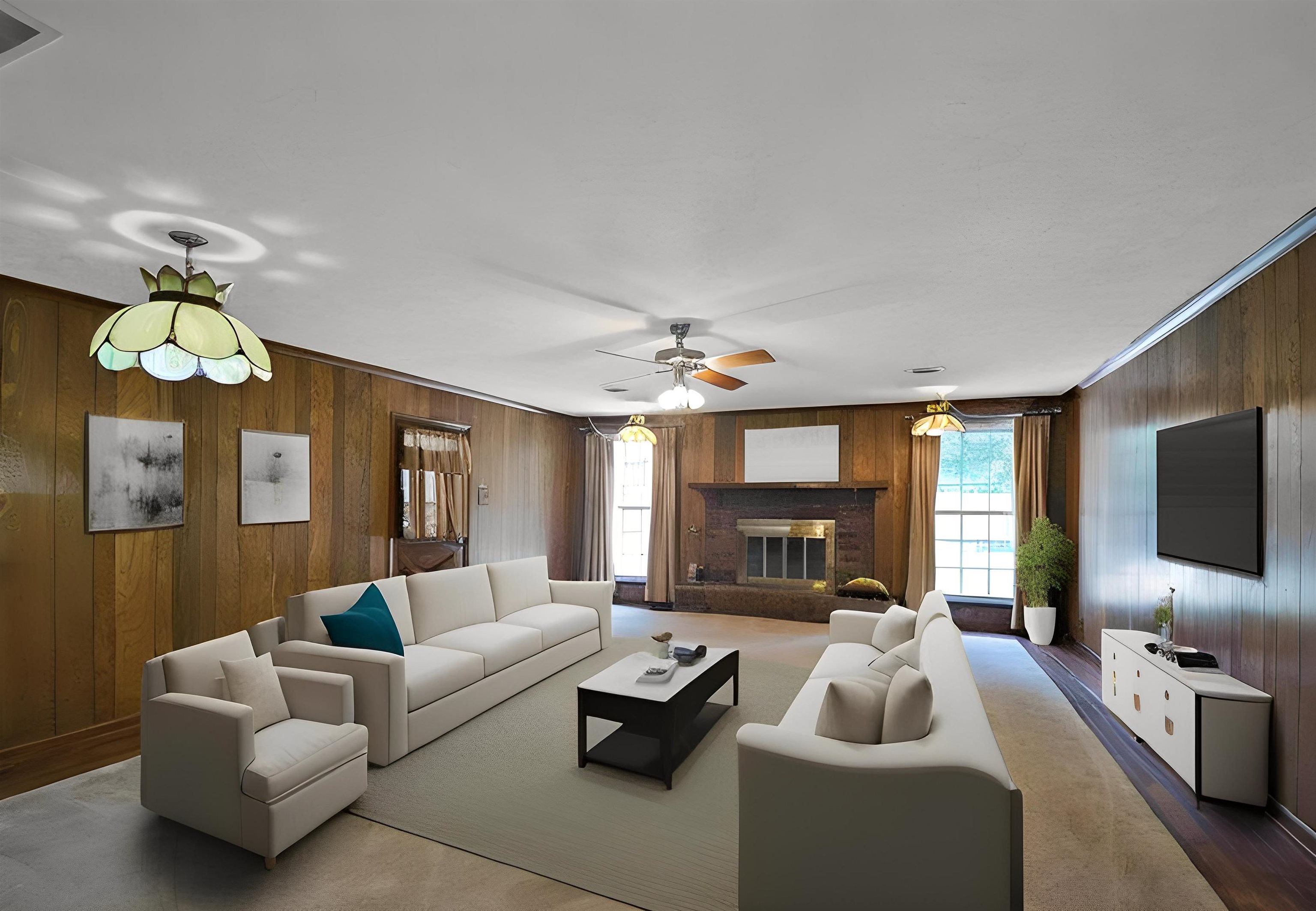 1514 Ivy Road Memphis, TN 38117 - Photo 15 of 30 a living room with furniture a fireplace and a flat screen tv