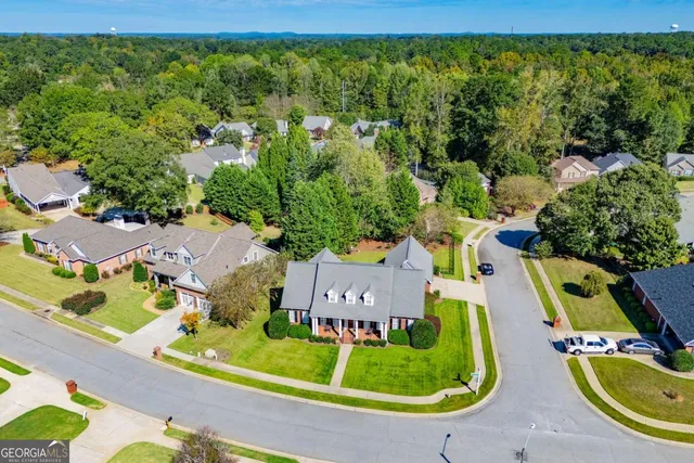 an aerial view of a house