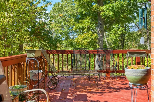 a view of a balcony with an outdoor space