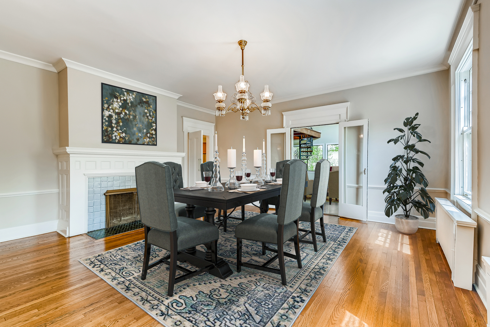 321 North Delaplaine Road Riverside, IL 60546 - Photo 15 of 52 a view of a dining room with furniture and wooden floor