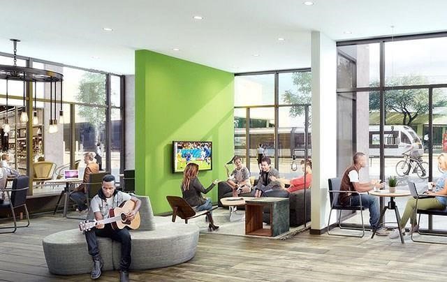 3550 Main Street, Unit 4415 Houston, TX 77002 - Photo 10 of 46 a living room with furniture and a large window