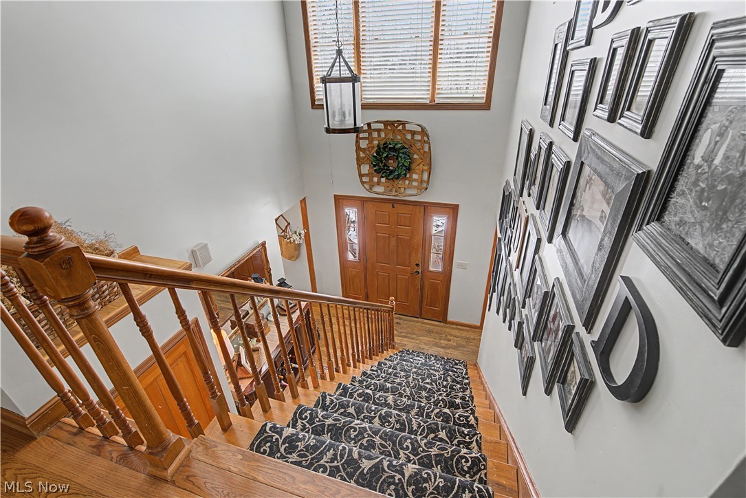 55 Coal Run Road Marietta, OH 45750 - Photo 15 of 30 Entrance foyer with wood finished floors, a high ceiling, and plenty of natural light
