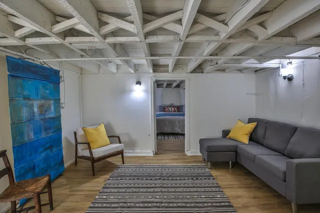 a outdoor living space with a couch