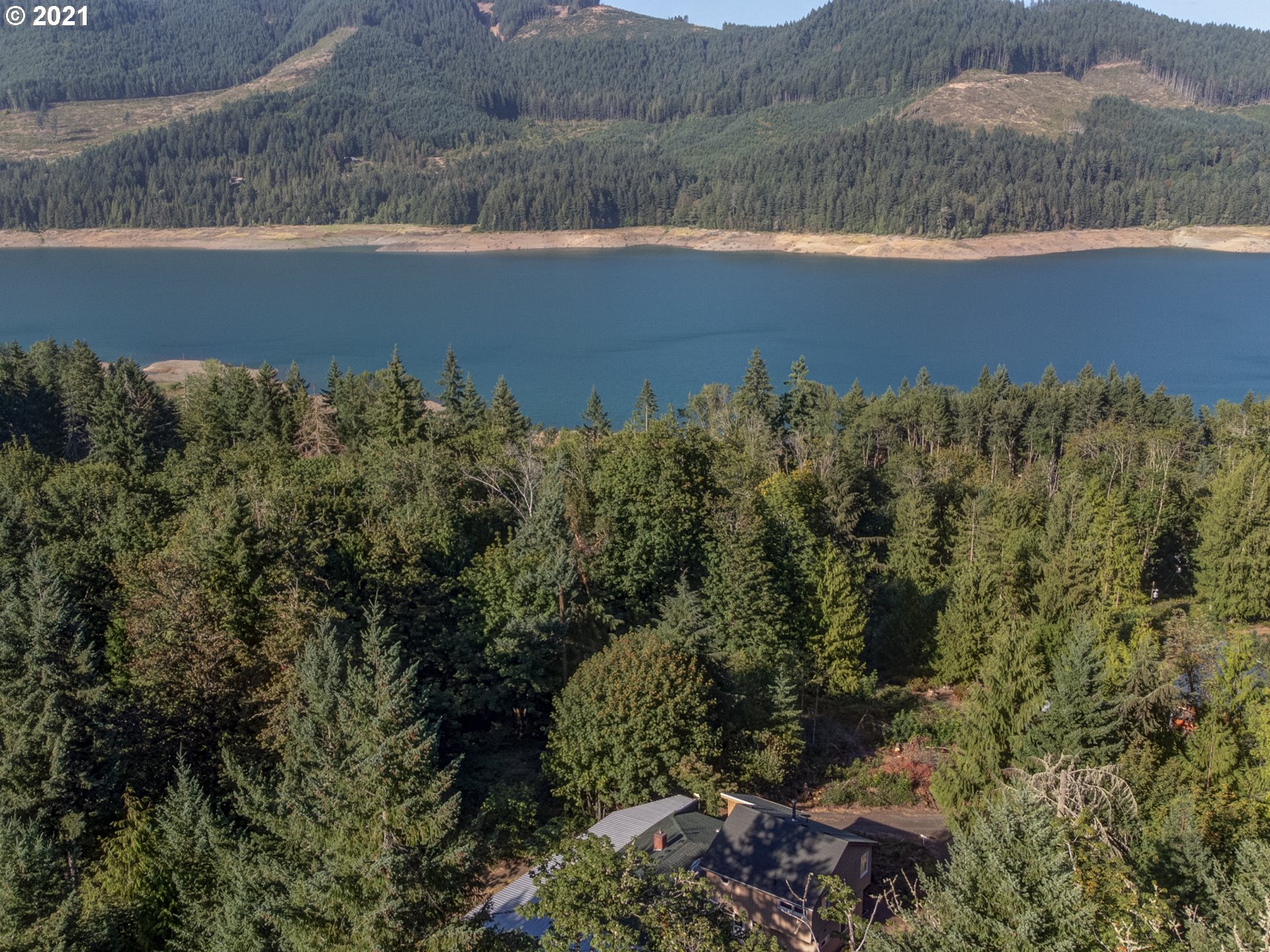 82039 Chickaree Road Lowell, OR 97452 - Photo 27 of 30 a view of a lake with a mountain in the background