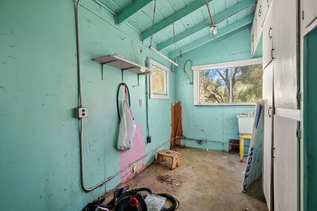 a view of a yard with trees